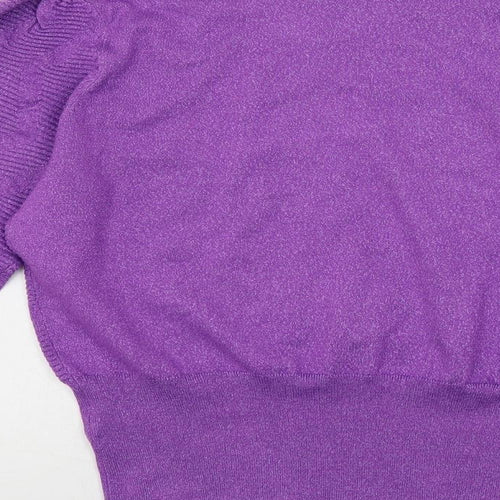 Marks and Spencer Womens Purple Round Neck Viscose Pullover Jumper Size L