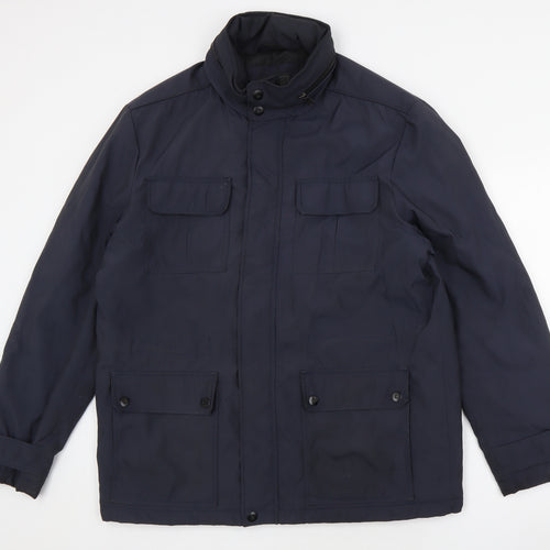 Marks and Spencer Mens Blue Rain Coat Coat Size L Zip