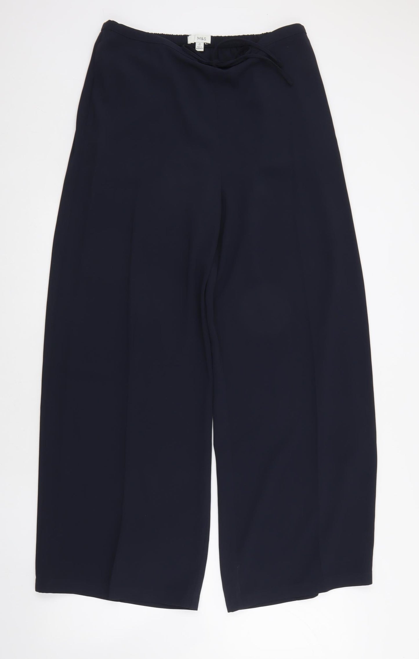 Marks and Spencer Womens Blue Polyester Trousers Size 14 L29.5 in Regular Drawstring
