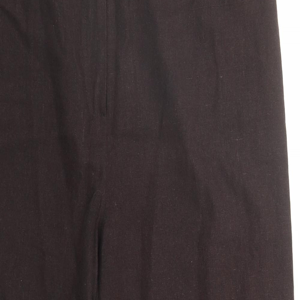 CC Womens Brown Linen Cropped Trousers Size 14 L21 in Regular Zip