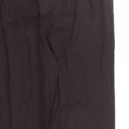 CC Womens Brown Linen Cropped Trousers Size 14 L21 in Regular Zip