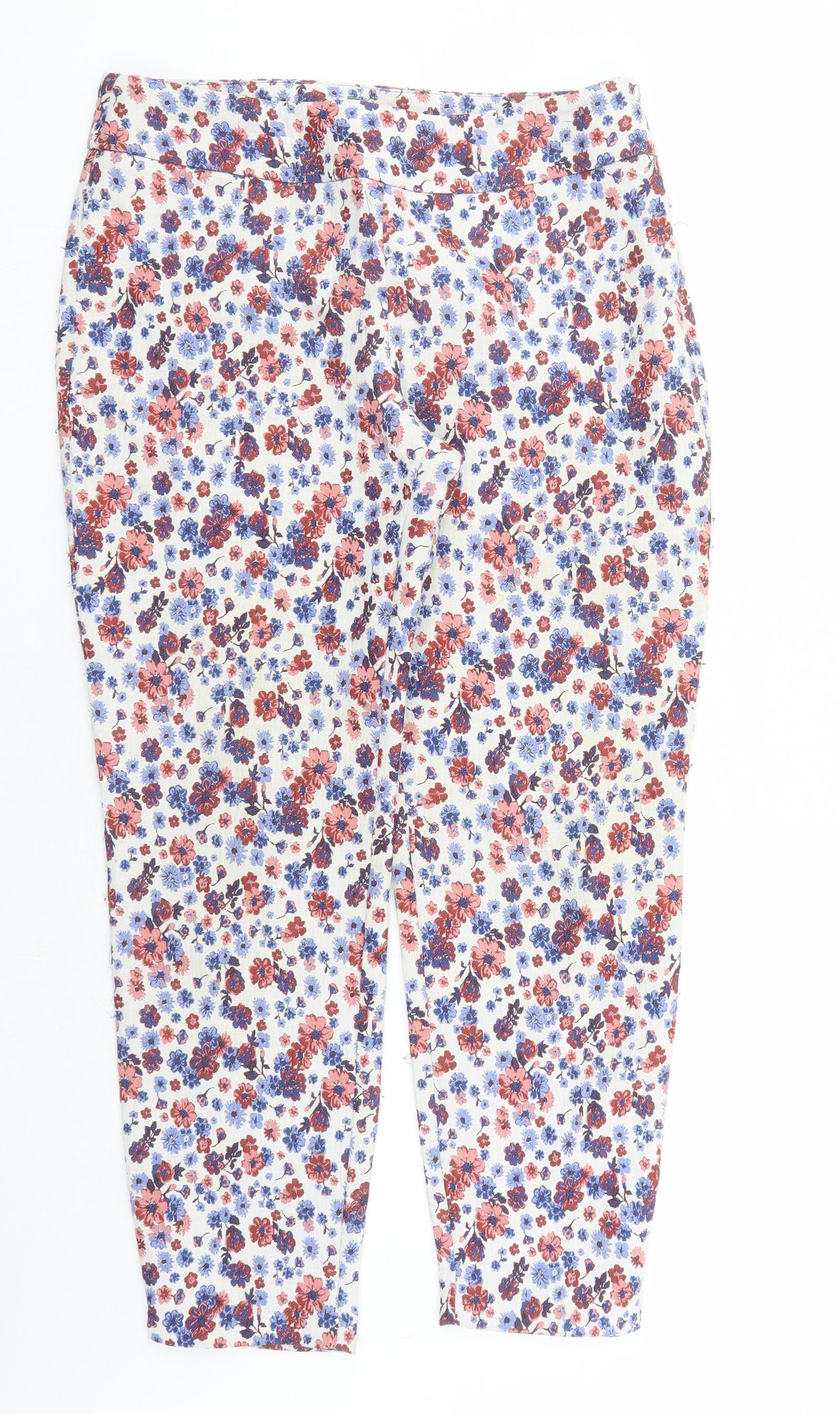 phase Womens Multicoloured Floral Polyester Carrot Trousers Size 14 L27 in Regular Zip