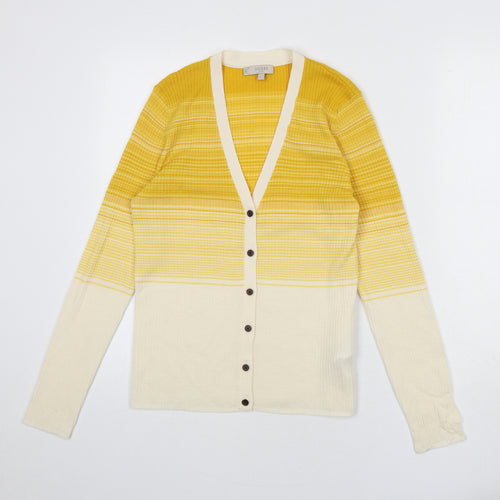 Hobbs Womens Yellow V-Neck Wool Cardigan Jumper Size L - Gradient Effect