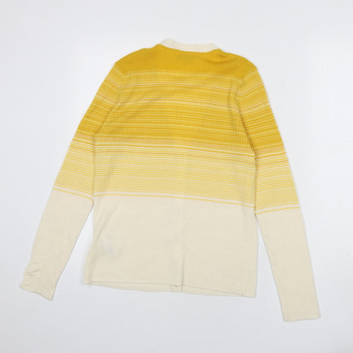 Hobbs Womens Yellow V-Neck Wool Cardigan Jumper Size L - Gradient Effect