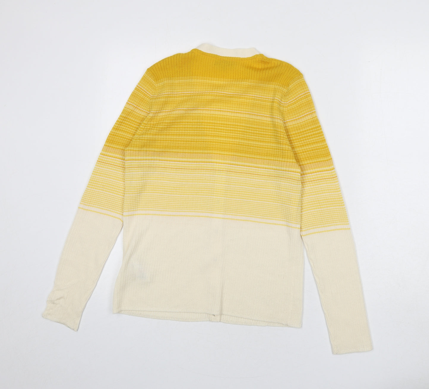 Hobbs Womens Yellow V-Neck Wool Cardigan Jumper Size L - Gradient Effect