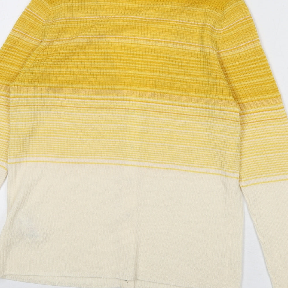 Hobbs Womens Yellow V-Neck Wool Cardigan Jumper Size L - Gradient Effect