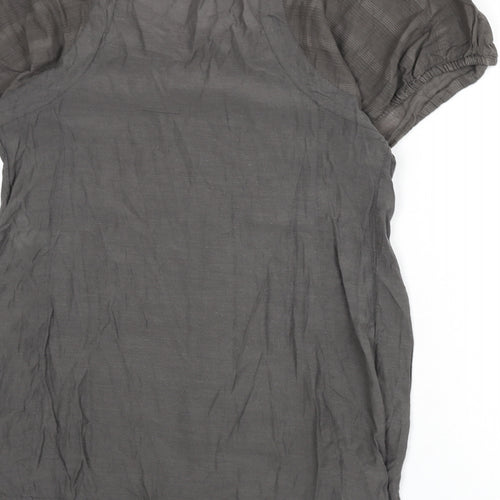 H&M Womens Grey Viscose Tunic Blouse Size M Round Neck