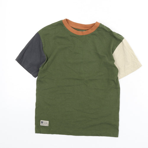 NEXT Boys Green Cotton Basic T-Shirt Size 7 Years Round Neck Pullover