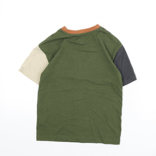 NEXT Boys Green Cotton Basic T-Shirt Size 7 Years Round Neck Pullover