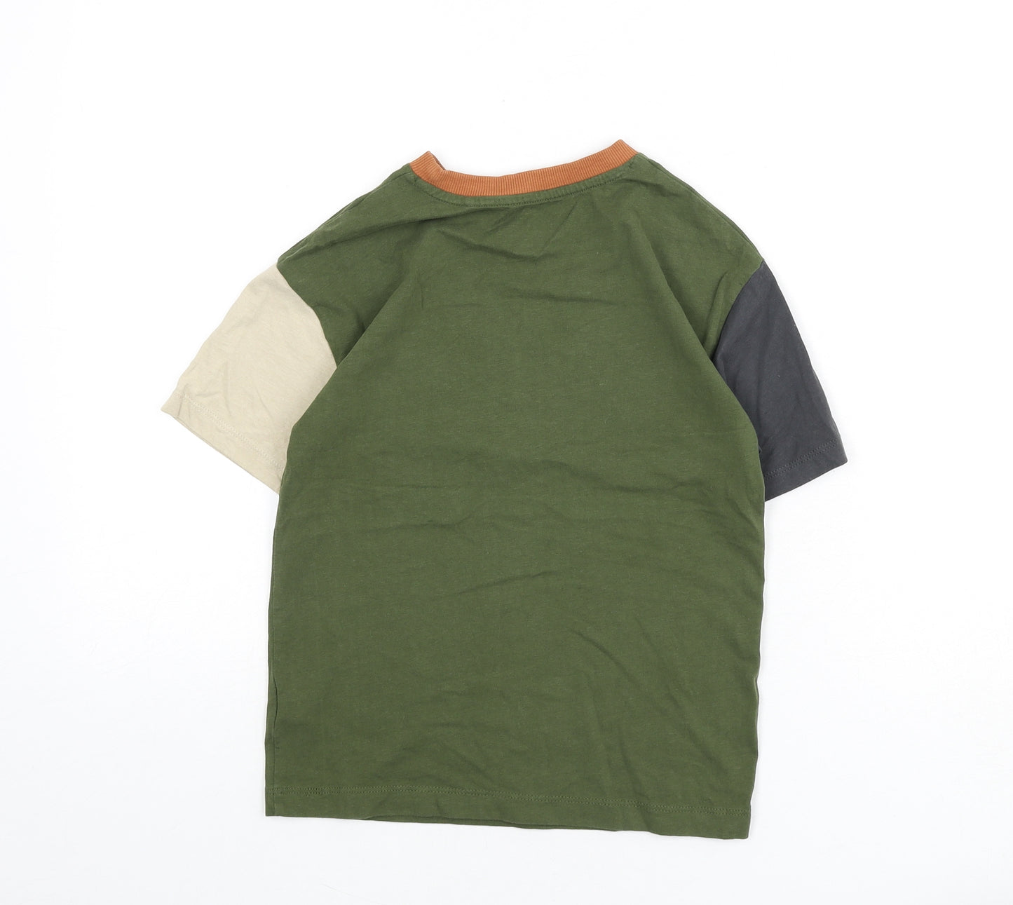 NEXT Boys Green Cotton Basic T-Shirt Size 7 Years Round Neck Pullover