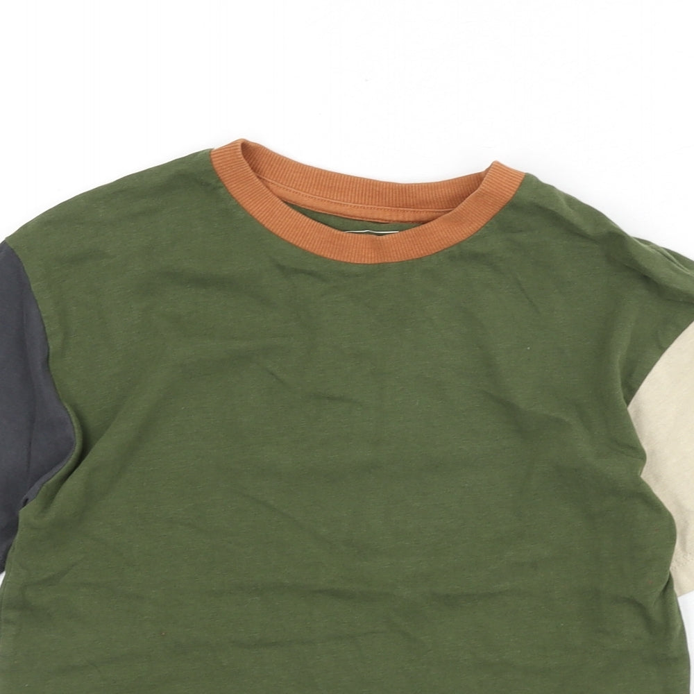 NEXT Boys Green Cotton Basic T-Shirt Size 7 Years Round Neck Pullover