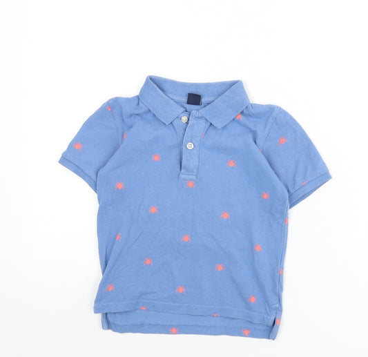 Gap Boys Blue Geometric Cotton Basic Polo Size 5 Years Collared Button - Crab Print