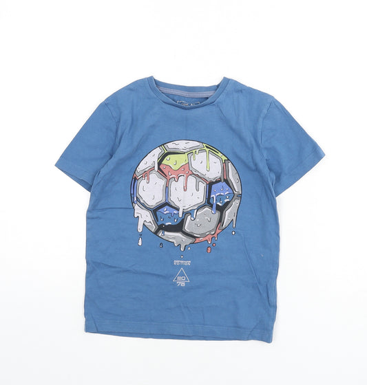 NEXT Boys Blue 100% Cotton Basic T-Shirt Size 6 Years Round Neck Pullover - Melting, Football