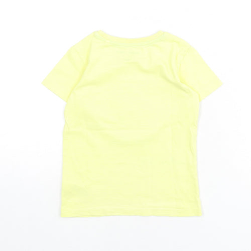 NEXT Boys Yellow 100% Cotton Basic T-Shirt Size 2-3 Years Round Neck Pullover - Helicopter, Giraffe, Lets Go