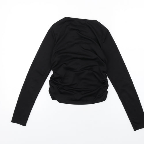 As You Womens Black Polyester Basic Blouse Size 10 Round Neck - Keyhole Neck