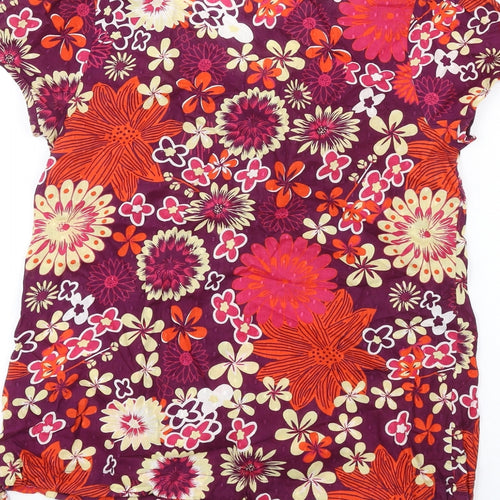 Debenhams Womens Multicoloured Geometric Cotton Basic Blouse Size 10 Scoop Neck