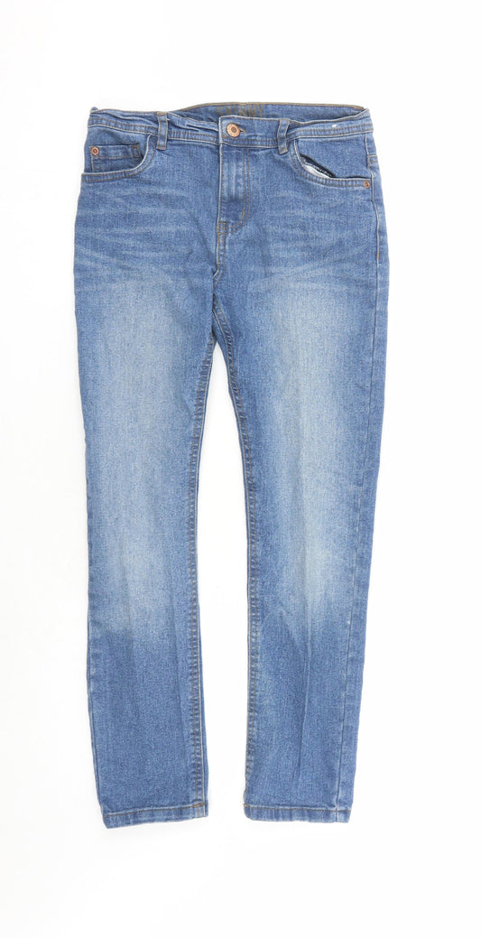 Denim & Co. Boys Blue Cotton Skinny Jeans Size 10-11 Years L24 in Regular Zip