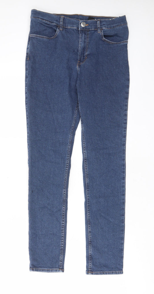 H&M Girls Blue Cotton Skinny Jeans Size 13-14 Years L27 in Regular Zip - Pockets, Belt Loops