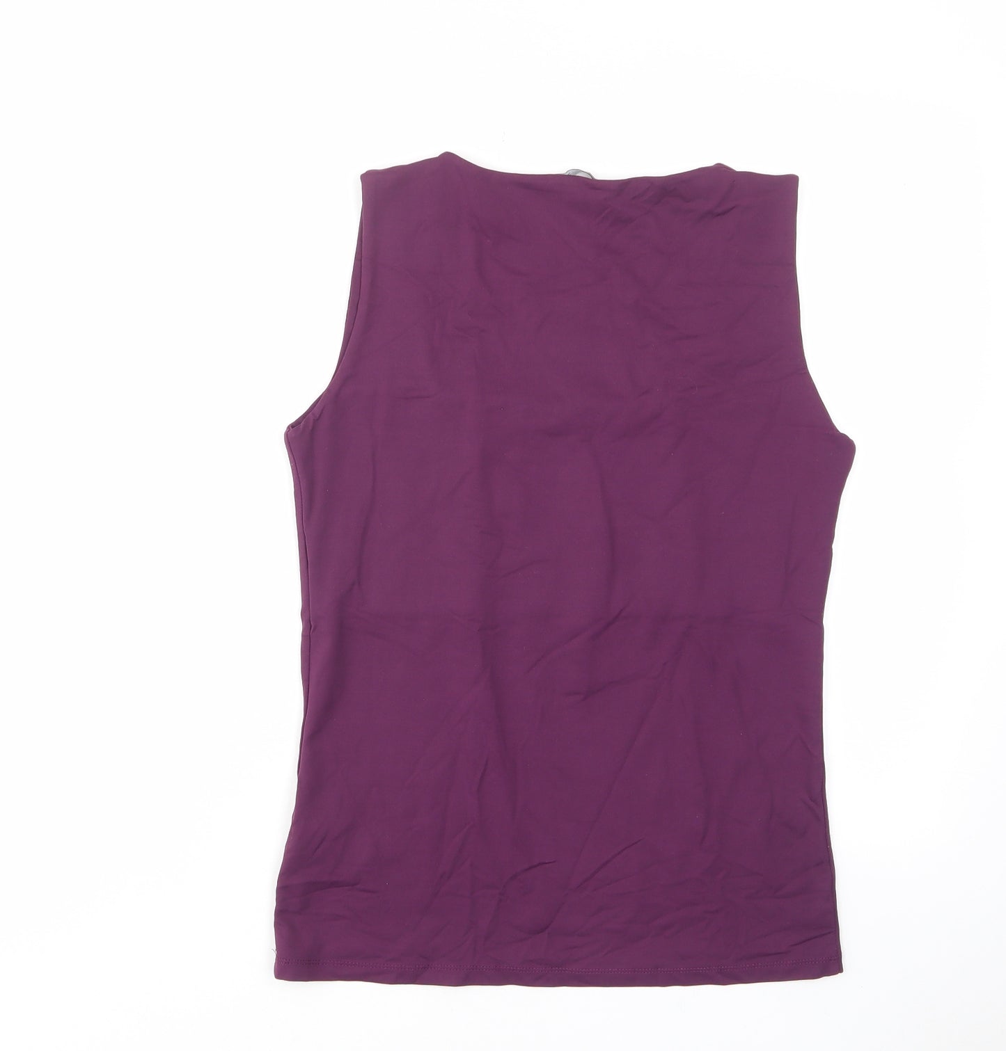 Zara Womens Purple Polyester Basic Tank Size L Square Neck