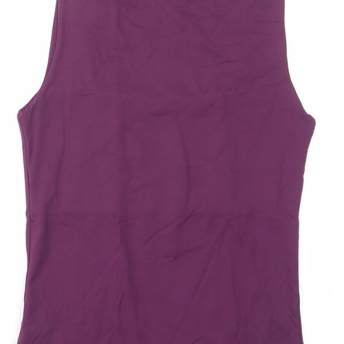 Zara Womens Purple Polyester Basic Tank Size L Square Neck