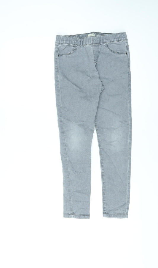 F&F Girls Grey Cotton Skinny Jeans Size 9-10 Years L23 in Regular