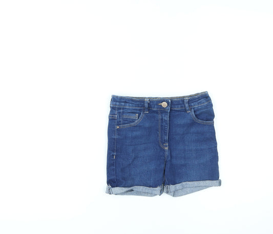 NEXT Girls Blue Cotton Boyfriend Shorts Size 10 Years L4 in Regular Zip