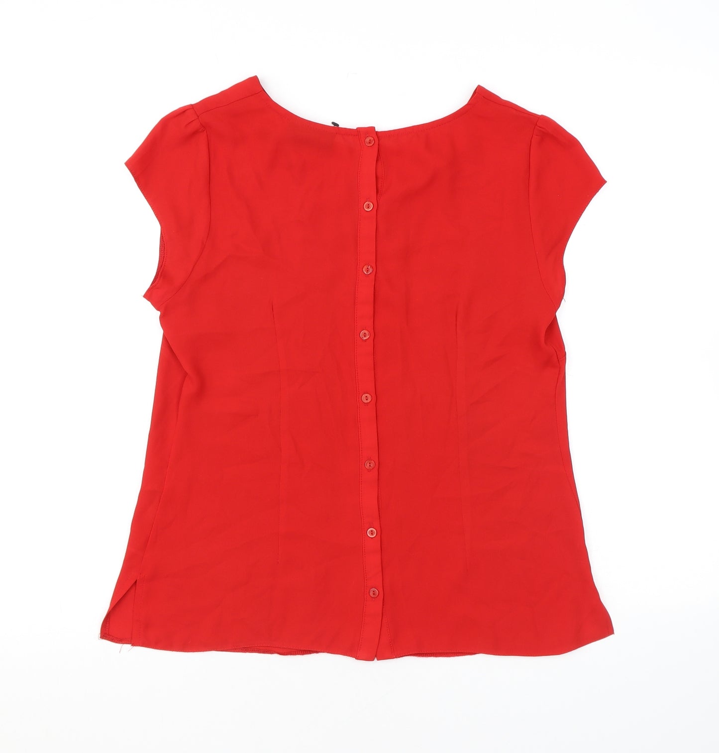 Wallis Womens Red Polyester Basic Blouse Size 10 Round Neck - Keyhole Neck