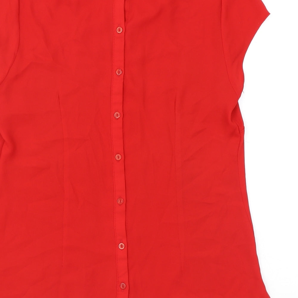 Wallis Womens Red Polyester Basic Blouse Size 10 Round Neck - Keyhole Neck