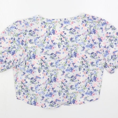 Quiz Womens Multicoloured Floral Polyester Cropped Blouse Size 10 V-Neck