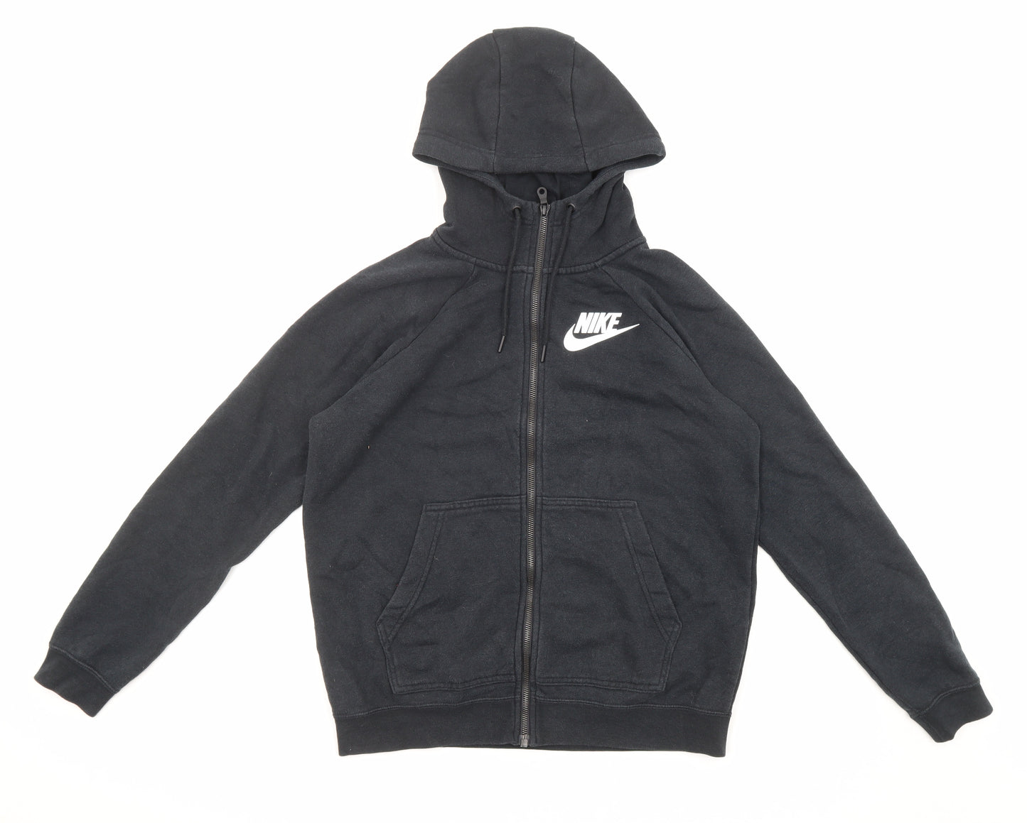 Nike Mens Black Cotton Full Zip Hoodie Size S - Logo