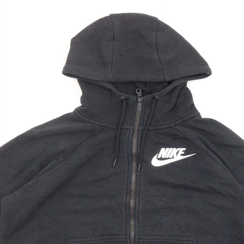 Nike Mens Black Cotton Full Zip Hoodie Size S - Logo