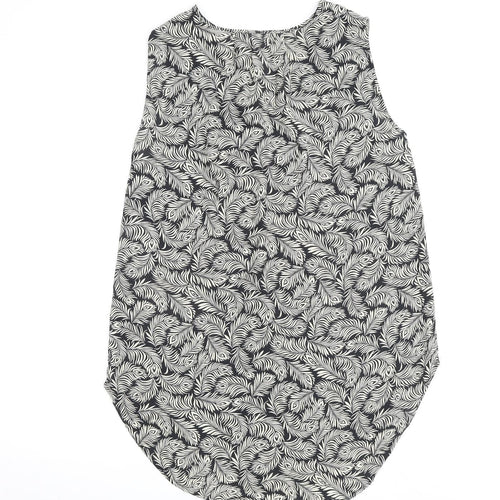 H&M Womens Black Geometric Polyester Basic Blouse Size 10 V-Neck