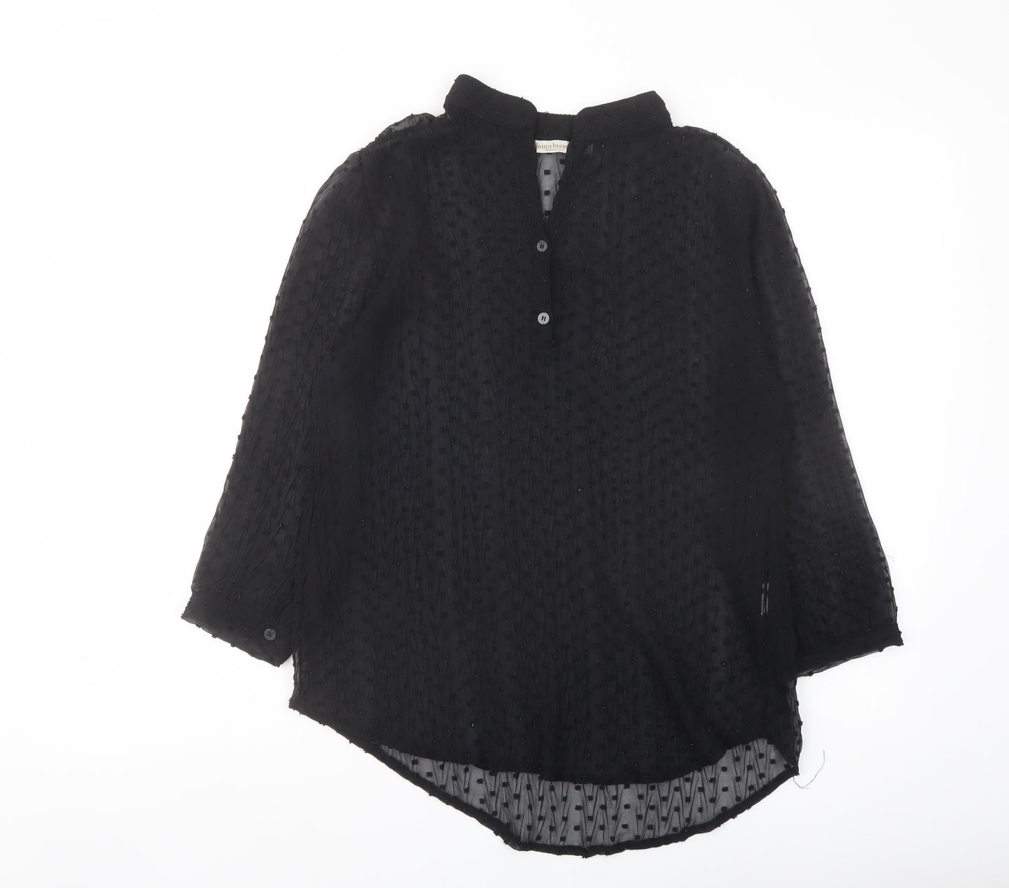 Laura Bianchi Womens Black Polyester Basic Blouse Size M V-Neck