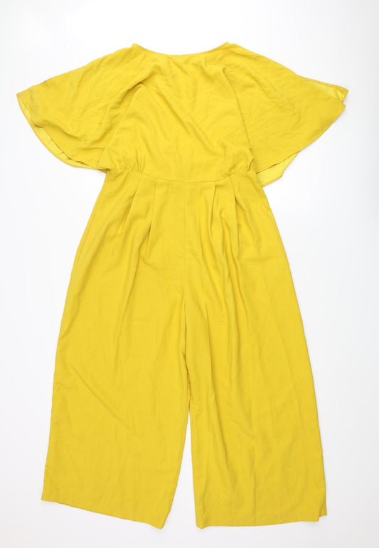 ASOS Womens Yellow Polyester Jumpsuit One-Piece Size 12 L21 in Zip - Batwing