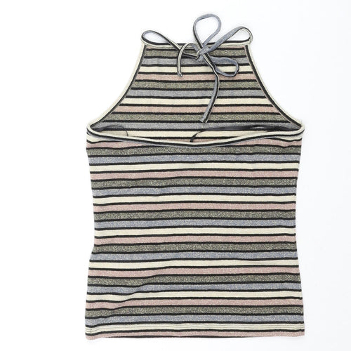Topshop Womens Multicoloured Striped Polyester Camisole Blouse Size 10 Halter