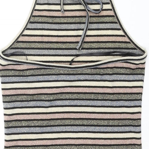 Topshop Womens Multicoloured Striped Polyester Camisole Blouse Size 10 Halter