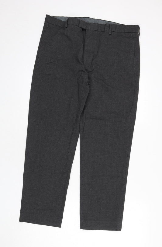 Marks and Spencer Mens Grey Polyester Dress Pants Trousers Size 38 in L29 in Regular Zip