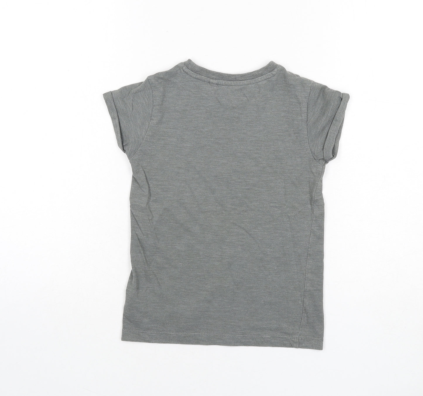 NEXT Boys Grey Cotton Basic T-Shirt Size 5 Years Round Neck Pullover