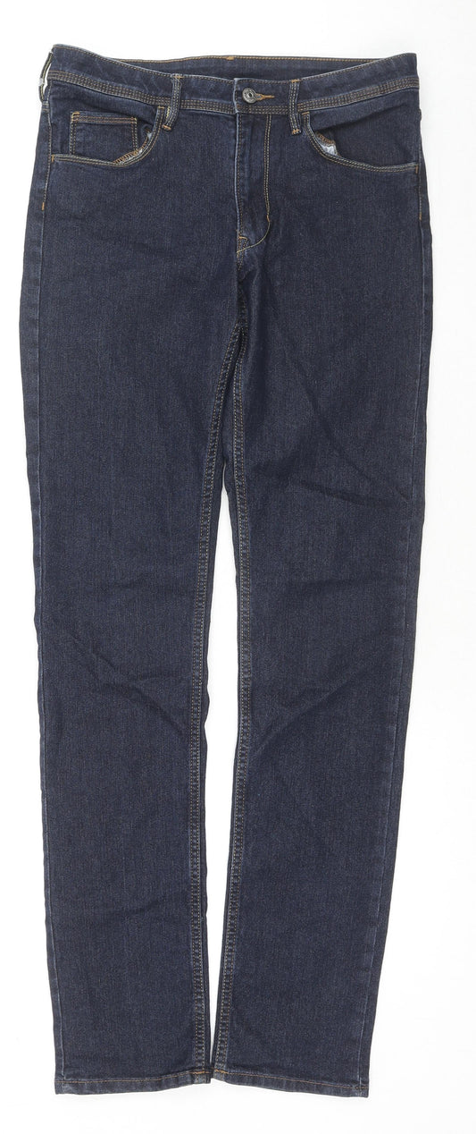 H&M Girls Blue Cotton Skinny Jeans Size 13-14 Years L30 in Regular Zip