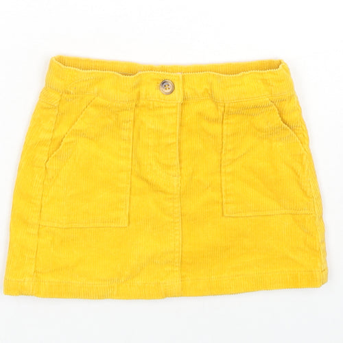 H&M Girls Yellow Cotton A-Line Skirt Size 2-3 Years Regular Zip