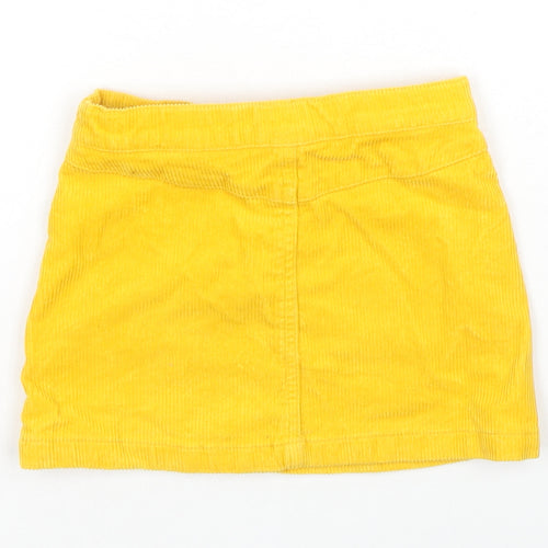 H&M Girls Yellow Cotton A-Line Skirt Size 2-3 Years Regular Zip