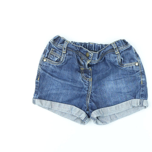 George Girls Blue Cotton Hot Pants Shorts Size 3-4 Years L3 in Regular Zip