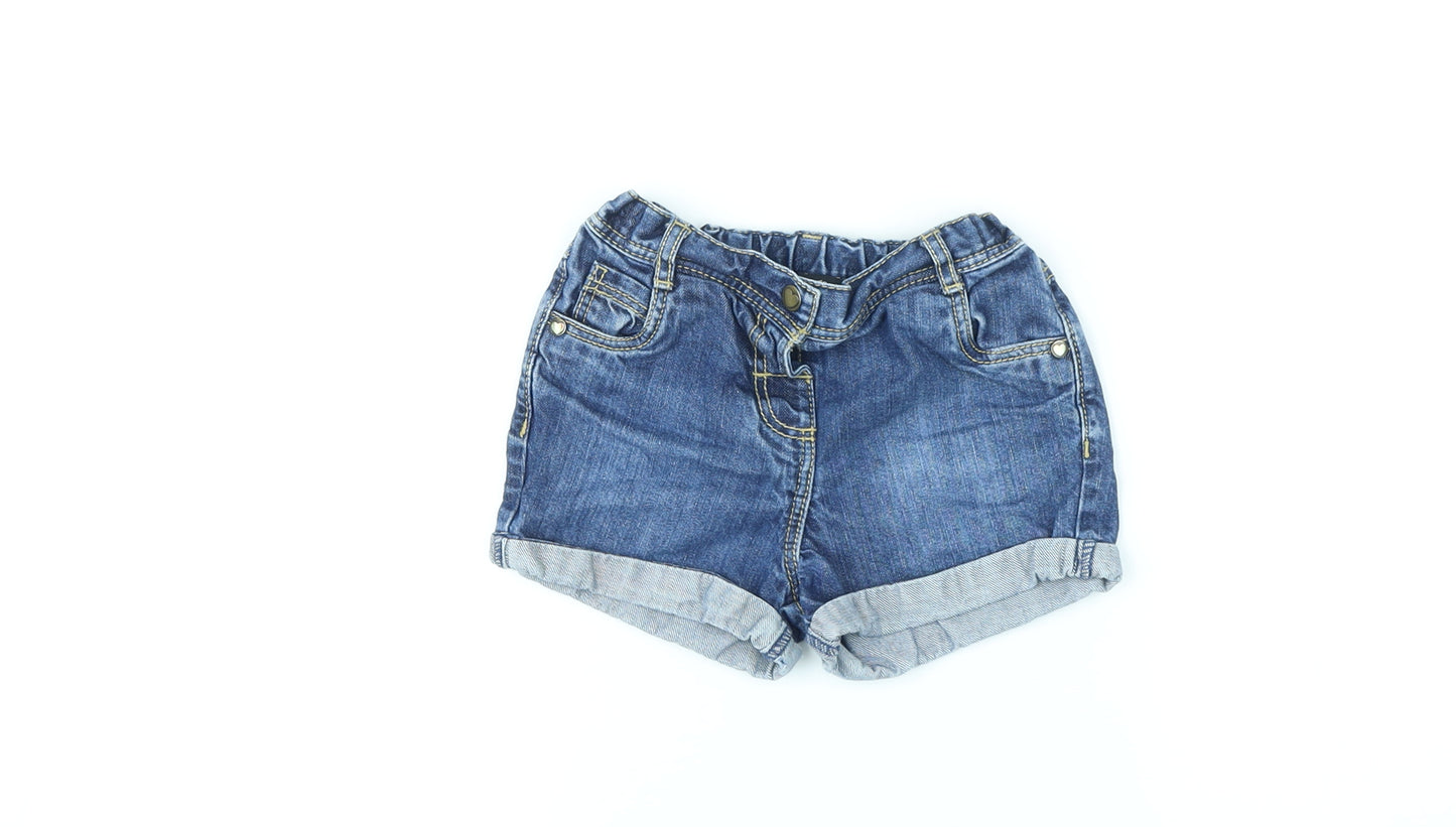 George Girls Blue Cotton Hot Pants Shorts Size 3-4 Years L3 in Regular Zip