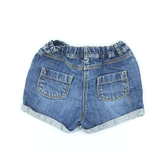 George Girls Blue Cotton Hot Pants Shorts Size 3-4 Years L3 in Regular Zip