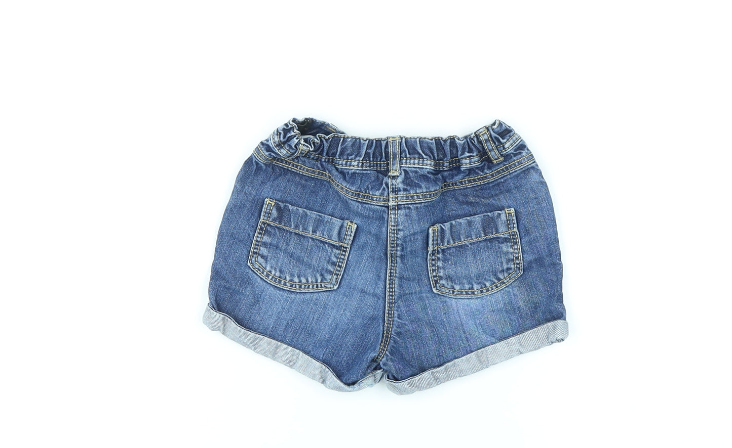 George Girls Blue Cotton Hot Pants Shorts Size 3-4 Years L3 in Regular Zip