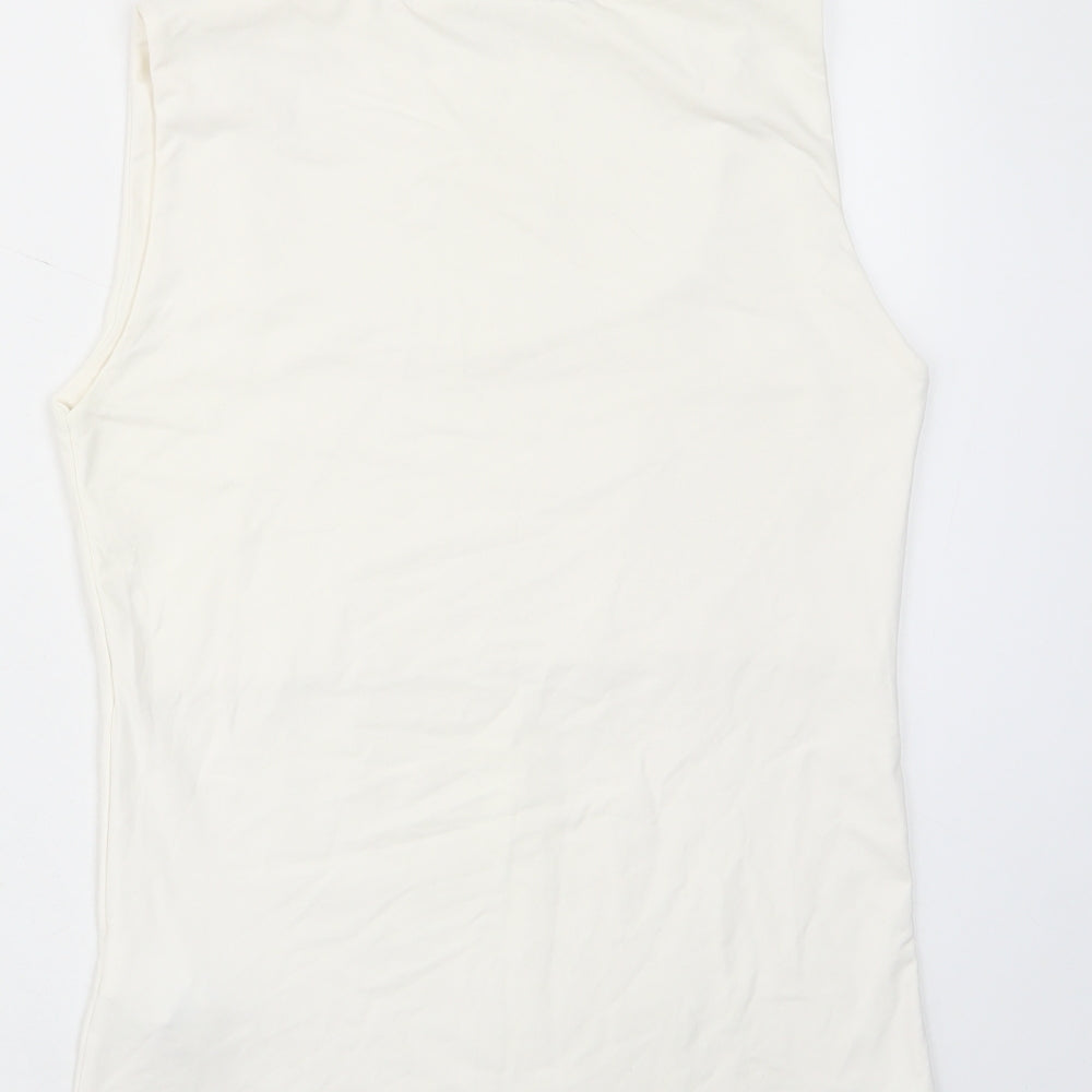 Zara Womens White Polyamide Basic Tank Size L Scoop Neck