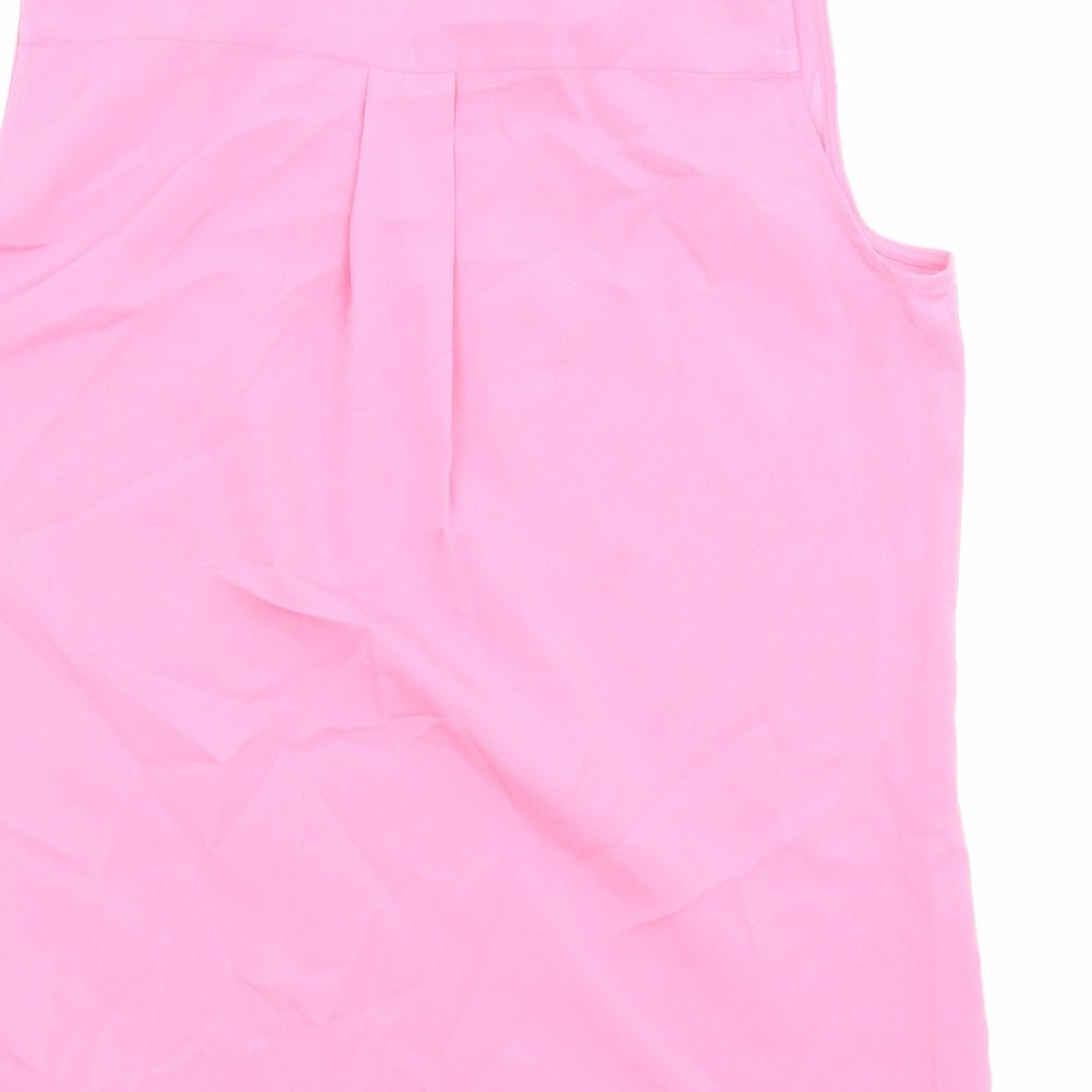 Marks and Spencer Womens Pink Polyester Basic Blouse Size 10 V-Neck