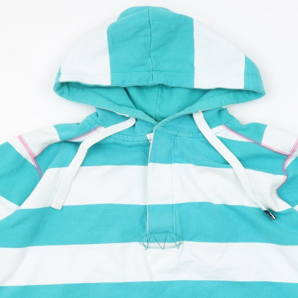 Lazy Jacks Mens Blue Striped Cotton Pullover Hoodie Size S - Pockets