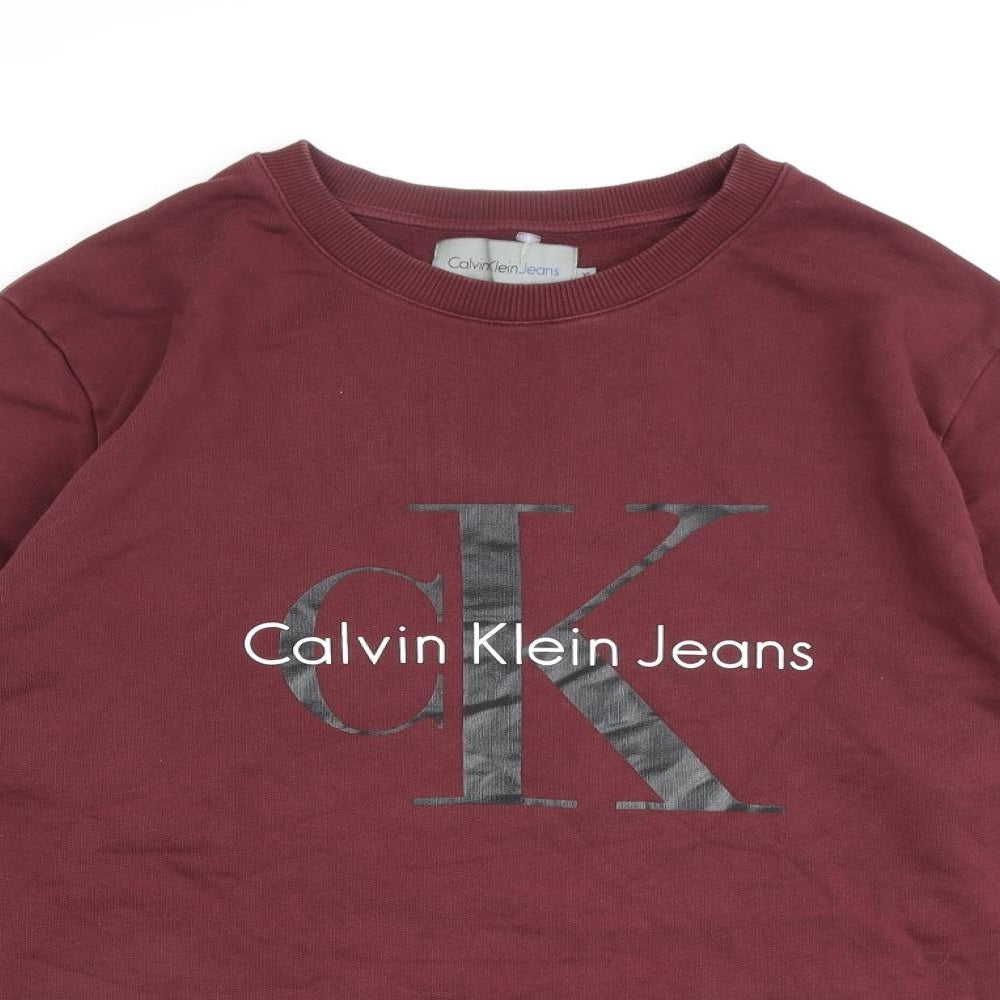 Calvin Klein Mens Red Cotton Pullover Sweatshirt Size XL