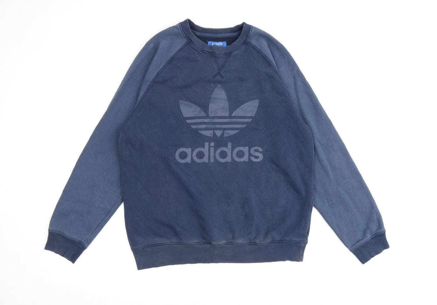 adidas Mens Blue Cotton Pullover Sweatshirt Size M